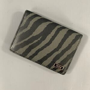 TUMI Grey & Black Animal Print Leather Wallet